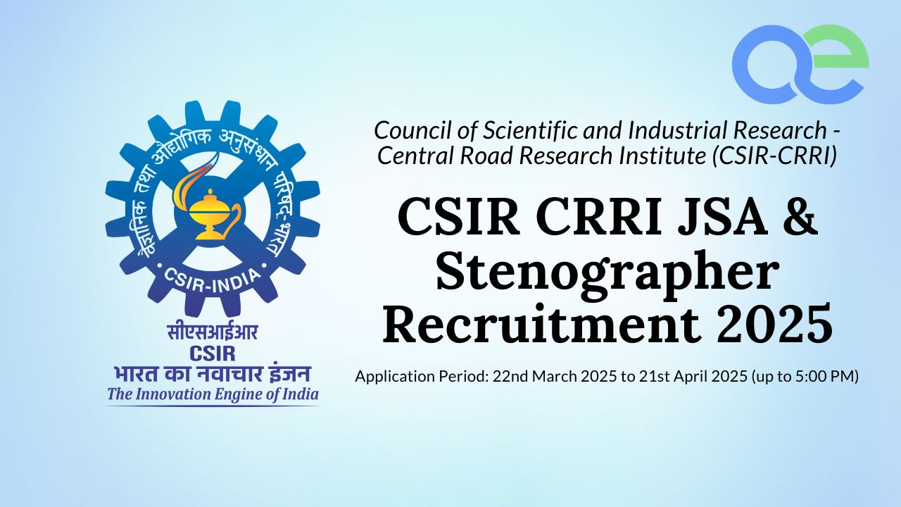 CSIR CRRI JSA & Stenographer Recruitment 2025 – for 246 Posts Apply now