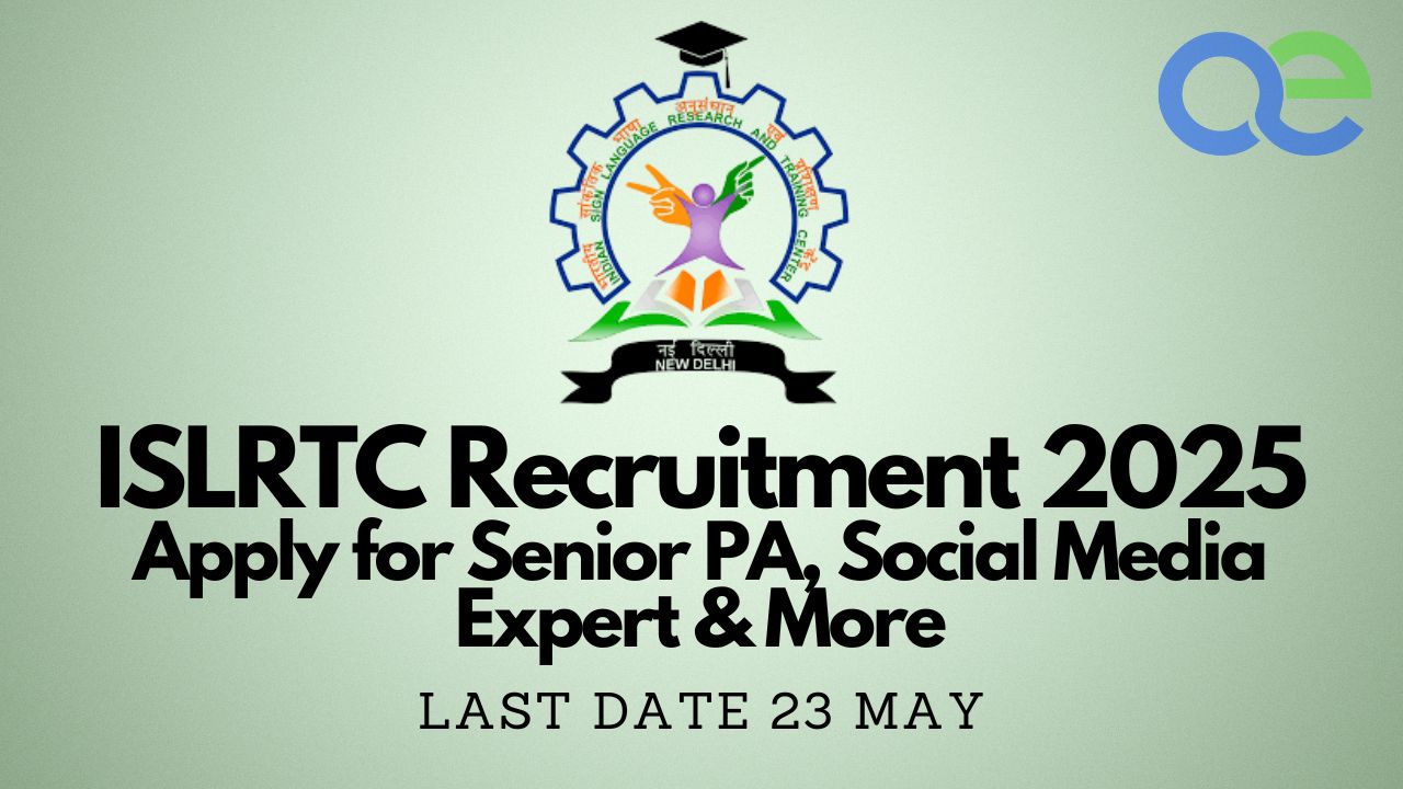 ISLRTC Recruitment 2025: Apply for Senior PA, Social Media Expert & More - Last Date 23 May 1 ISLRTC Recruitment 2025 Apply for Senior PA, Social Media Expert & More - Last Date 23 May