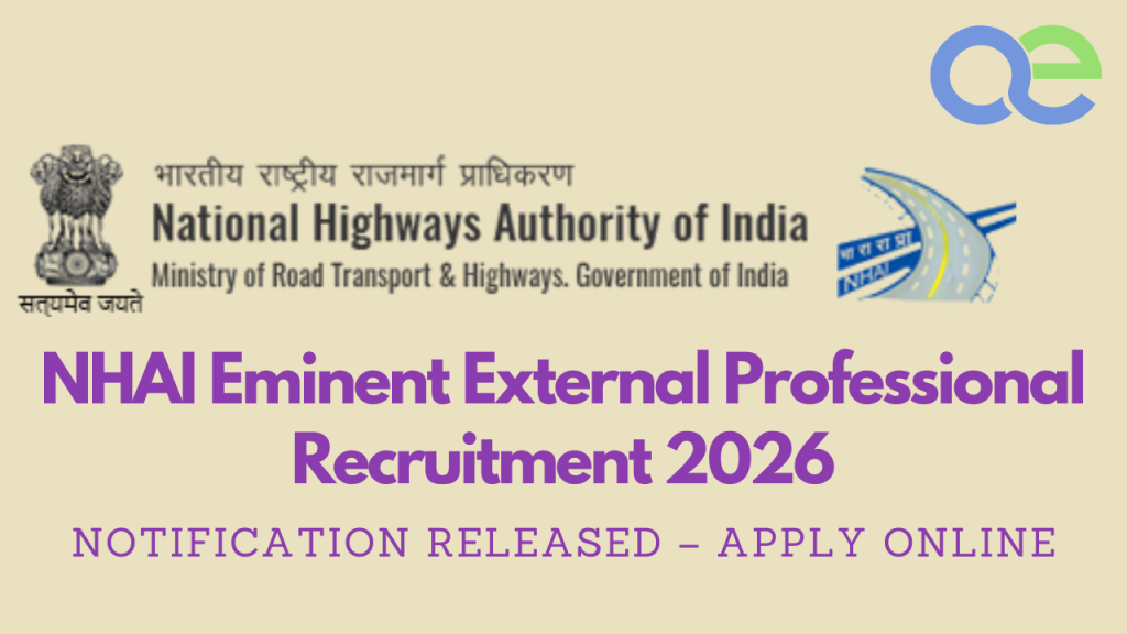 NHAI Eminent External Professional Recruitment 2026 Notification Released – Apply Online