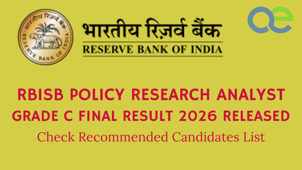 RBISB Policy Research Analyst Grade C Final Result 2026 Released – Check Recommended Candidates List